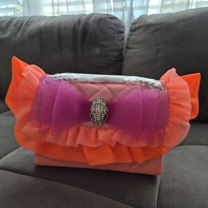 Kurt Geiger Vibrant Pink and Orange Ruffled Bag